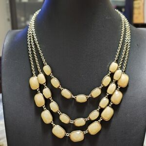 3 Strand Cream Colour Faceted Resin Gold Tone Chain